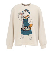 ゴースローキャラバン（GOSLOWCARAVAN）空紡糸裏毛 スキレットピザクマ ヘムスピンドルクルースウェットシャツ 352606 IVY