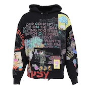 ゴースローキャラバン(GOSLOWCARAVAN)空紡糸裏毛 落描きMIX ヘムスピンドルBOXフーディー 352612 BLK