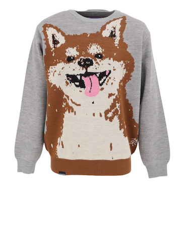 ゴースローキャラバン(GOSLOWCARAVAN)笑う柴犬 IMPACT ジャガードニットセーター 356105 GRY