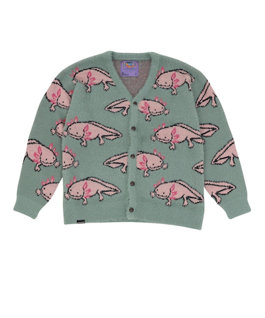 ゴースローキャラバン(GOSLOWCARAVAN)ウーパールーパーシャギー MIX ジャガードニットカーディガン 356108 BLU