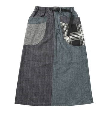 ゴースローキャラバン(GOSLOWCARAVAN)ウール ライク ファブリック クレイジー 脇ポケスカート 350207 GRY