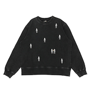 ゴースローキャラバン(GOSLOWCARAVAN)ほねほね ちょいボロ加工クルーネックスウェット 356104 BLK