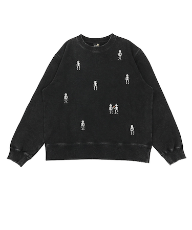 ゴースローキャラバン(GOSLOWCARAVAN)ほねほね ちょいボロ加工クルーネックスウェット 356104 BLK