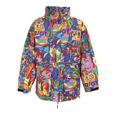 ゴースローキャラバン(GOSLOWCARAVAN)2レイヤー 総柄プリント フードインスタンド ブルゾン サイケ 350235