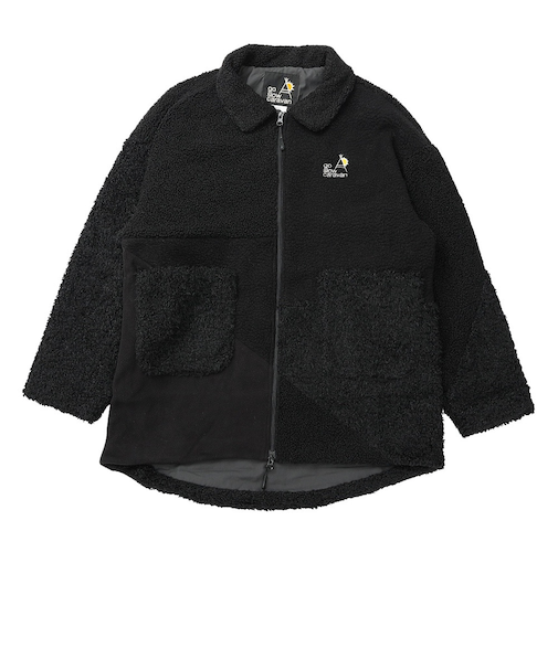 ゴースローキャラバン（GOSLOWCARAVAN）ボア×フリース パッチワークコート 350219 BLK