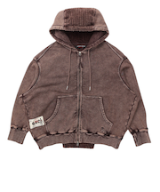 ゴースローキャラバン（GOSLOWCARAVAN）MIX FAB ルーズスウェットジップパーカー HARD PIGMENT DYE 356103 BRN