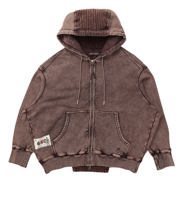 ゴースローキャラバン（GOSLOWCARAVAN）MIX FAB ルーズスウェットジップパーカー HARD PIGMENT DYE 356103 BRN