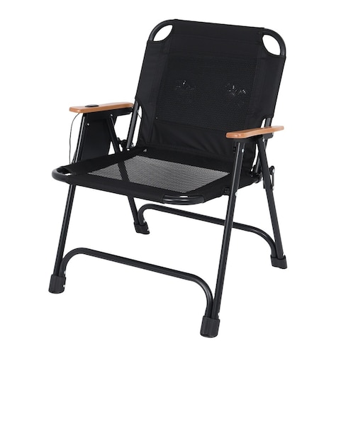 武田コーポレーション椅子 チェア 折りたたみ キャンプ ファン付き ウッドローチェア FAC26-77BK