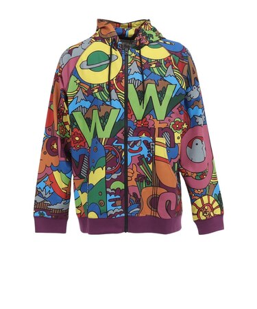 ゴースローキャラバン（GOSLOWCARAVAN）ドットテックニット ジップ フーディー サイケ柄 366105