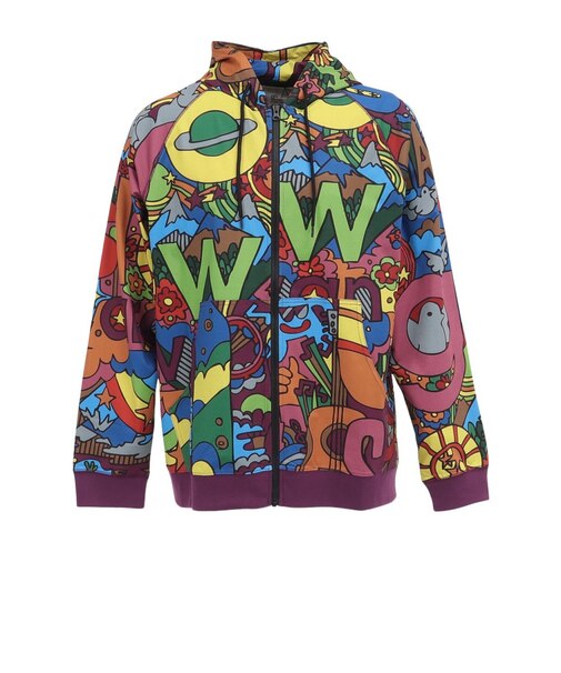 ゴースローキャラバン（GOSLOWCARAVAN）ドットテックニット ジップ フーディー サイケ柄 366105