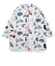 ゴースローキャラバン(GOSLOWCARAVAN)オリジナル総柄Pt ノーカラーシャツジャケット 360204 GRY