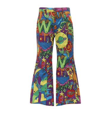 ゴースローキャラバン（GOSLOWCARAVAN）タイプライター総柄プリント ゆったりフレアパンツ サイケ柄 360250