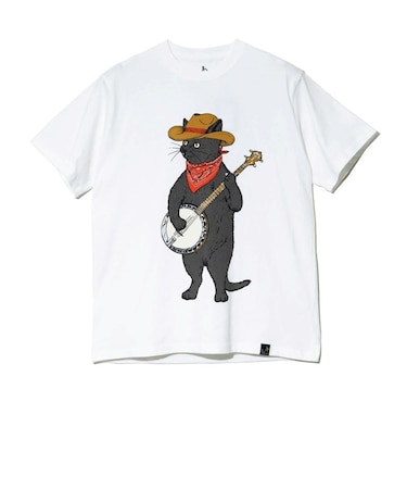 ゴースローキャラバン（GOSLOWCARAVAN）USA COTTON バンジョー猫 半袖Tシャツ 361910 WHT