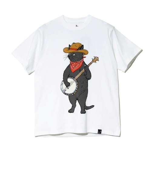 ゴースローキャラバン（GOSLOWCARAVAN）USA COTTON バンジョー猫 半袖Tシャツ 361910 WHT