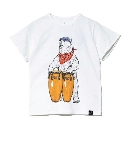 ゴースローキャラバン（GOSLOWCARAVAN）ジュニア USA COTTON コンガクマ 半袖Tシャツ 361922 WHT