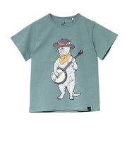ゴースローキャラバン（GOSLOWCARAVAN）ジュニア USA COTTON バンジョー猫 半袖Tシャツ 361923 GRN