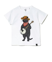 ゴースローキャラバン(GOSLOWCARAVAN)ジュニア USA COTTON バンジョー猫 半袖Tシャツ 361923 WHT