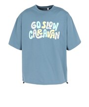 ゴースローキャラバン（GOSLOWCARAVAN）シリコンバイオ ヒッピーロゴ ゆったり 半袖Tシャツ 366107 BLU