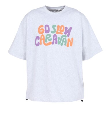 ゴースローキャラバン（GOSLOWCARAVAN）シリコンバイオ ヒッピーロゴ ゆったり 半袖Tシャツ 366107 GRY