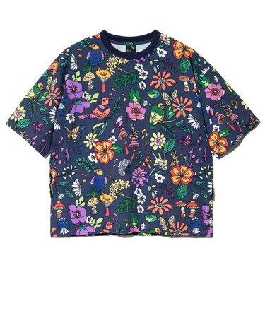 ゴースローキャラバン（GOSLOWCARAVAN）サッカー 総柄プリントTシャツ 366112 NAV