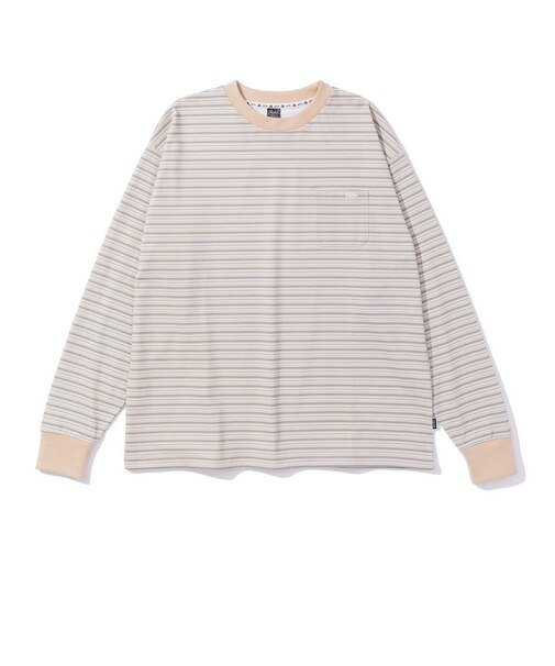 ポーラー（POLER）クールタッチ 90s ストライプ 長袖Tシャツ 261MCV0046-BEG