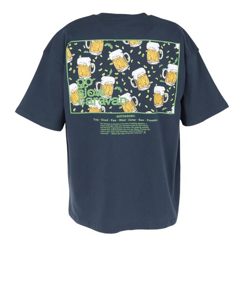 ゴースローキャラバン（GOSLOWCARAVAN）スクエアLOGO バックプリント ゆったり 半袖Tシャツ 361915B NAV