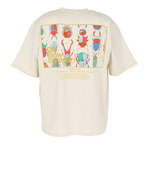 ゴースローキャラバン（GOSLOWCARAVAN）スクエアLOGO バックプリント ゆったり 半袖Tシャツ 361915B IVY