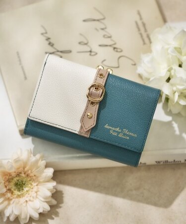 バイカラーフロントベルト 口金折財布