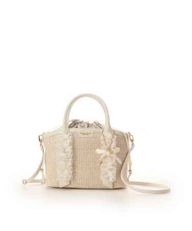 リボンチャーム付き フリルかごバッグ