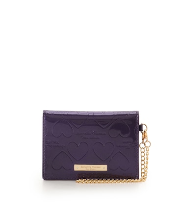 エナメルハート型押し 2つ折りパスケース