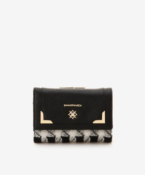 ★千鳥格子ビジュー折財布