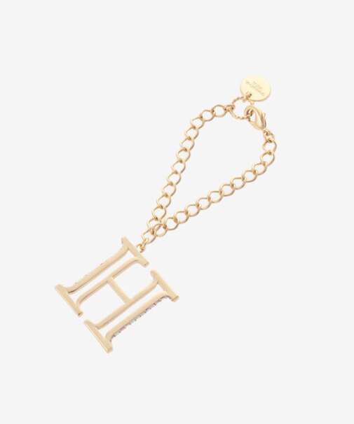 サイドビジューイニシャルバッグチャーム(H)