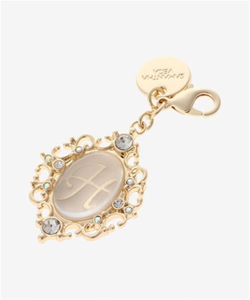 クリアカメオ風イニシャルファスナーチャーム（H）