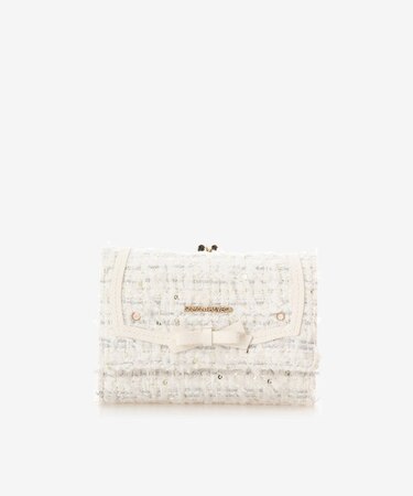 ソリッドリボンツイード折財布