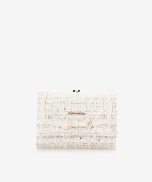 ソリッドリボンツイード折財布