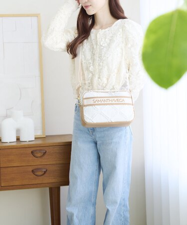 ロゴテープデニム風ショルダー