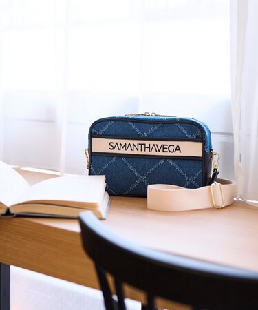 ロゴテープデニム風ショルダー