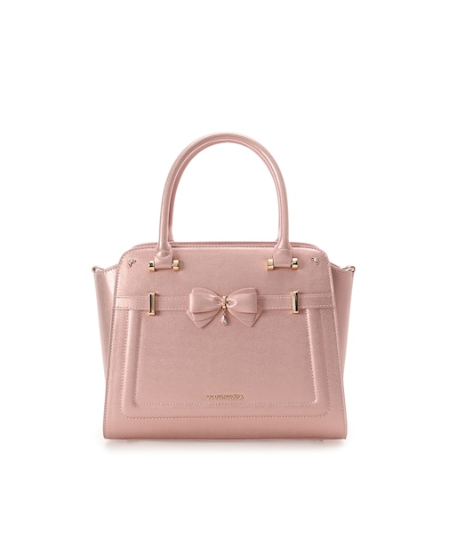 アクセントリボンラメハンドバッグ