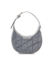 ベロアキルティングスタッズハーフムーンバッグ