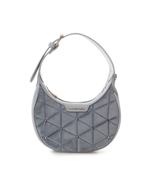 ベロアキルティングスタッズハーフムーンバッグ