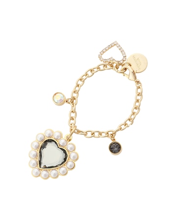 カラーパールハートバッグチャーム