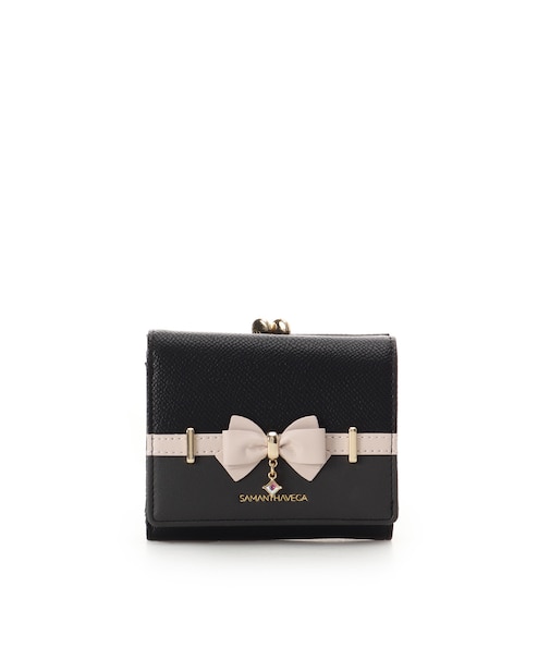 バイカラーアクセントリボン折財布