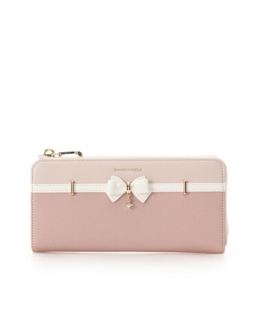 バイカラーアクセントリボン長財布