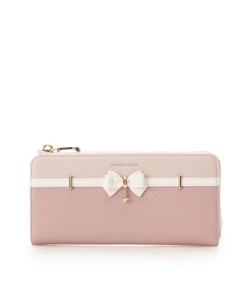 バイカラーアクセントリボン長財布