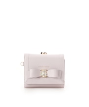 バイカラージュエルリボン折財布