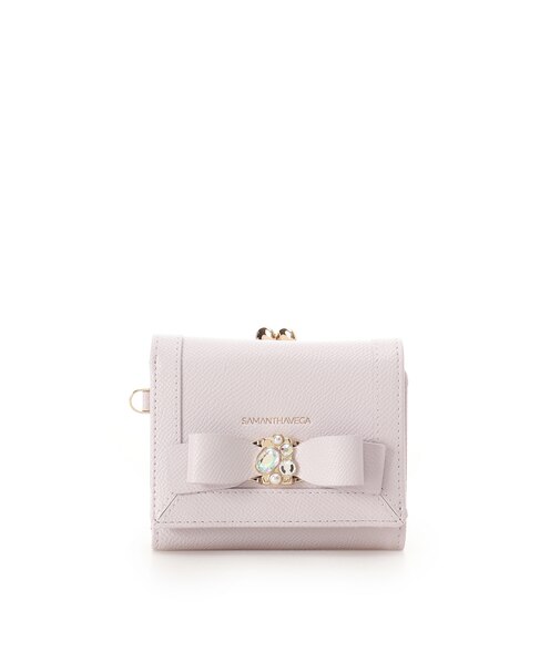 バイカラージュエルリボン折財布