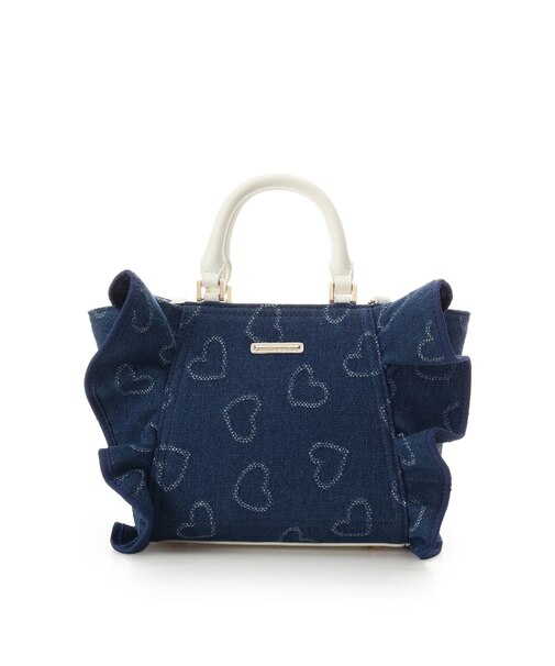 【オンラインショップ＆一部店舗限定】ハートデニムフリルハンドバッグ