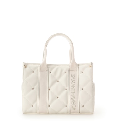 ロゴテープビジューハンドバッグ