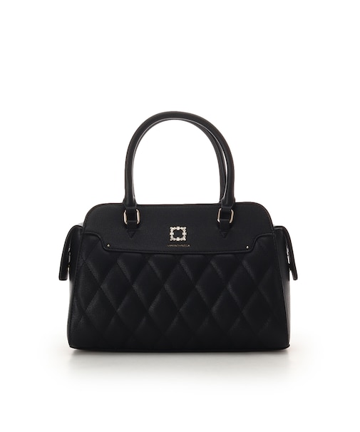 スクエアビジューキルトハンドバッグ