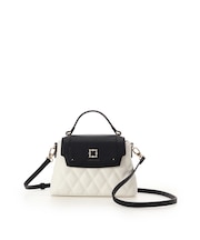 スクエアビジューキルトフラップショルダーバッグ